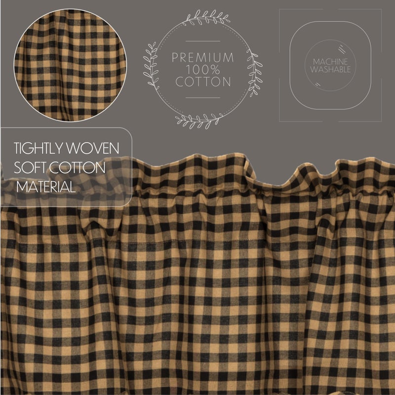 VHC Brands, Black Check, Cotton, 16x72, Scalloped Valance, Black - Image 4
